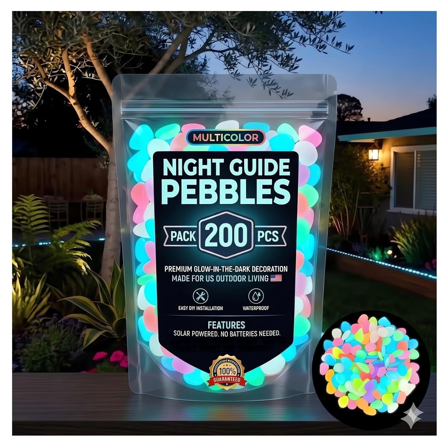 Aquarium Fish Rainbow - 2026 Colored Night Glow Pebbles -