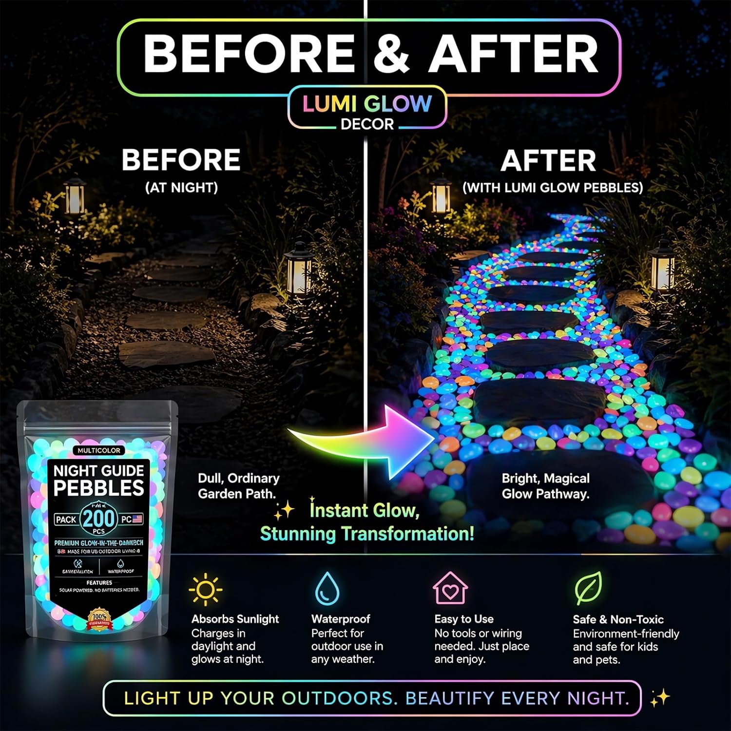 2026 Colored Night Glow Pebble - Aquarium Fish Rainbow review and price