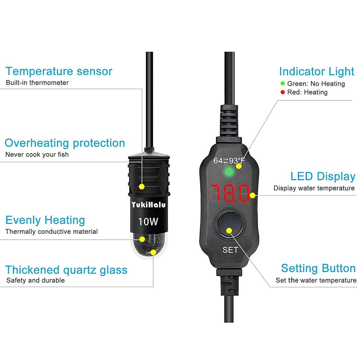 10W Adjustable Aquarium Heater - Aquarium Heater Submersible review and price